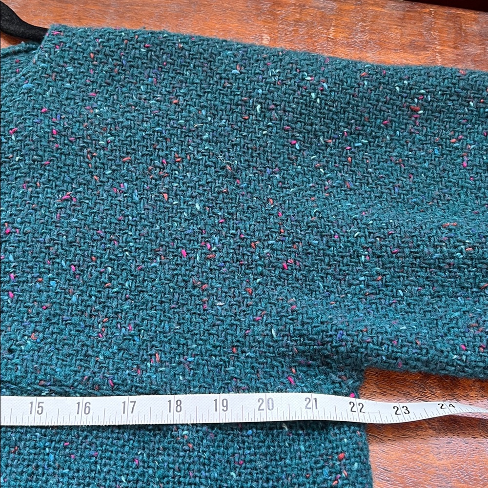 HANDWOVEN BY HARVY Artisanal Buttoned Cardigan Dark Teal Multi Confetti Speck OS - Picture 9 of 9